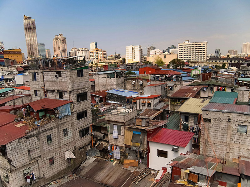 battered low-rise urban poor residential buildings