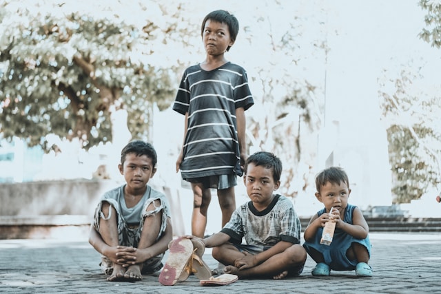 street kids with sad faces